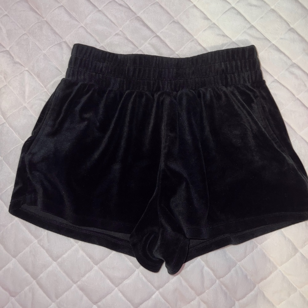 Black velvet shorts
